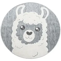 Paco Home Kinderteppich Kinderzimmer Outdoorteppich Rund Polypropylen (PP) Grau Ø 160 cm, Rund