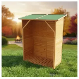 MuCoLa Kaminholzregal XXL Holz 119 x 61 x 155 cm mit Wetterschutz Braun