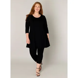 Base Level Curvy "Aria", Damen, Gr. 48, schwarz, Single Jersey, Obermaterial: 94% Viskose, 6% Elasthan, unifarben, figurumspielend ca. Mitte Oberschenkel, Rundhals, Shirts, mit Rundhalsausschnitt