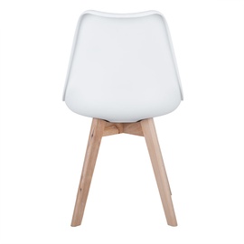 ETC Shop etc-shop Esszimmerstühle Eiche weiß Schalenstühle 4er Set Küchenstühle Holz, Kunststoff, PP Sitzpolster, PU Leder, BxTxH 48x42x82 cm, 4er Set