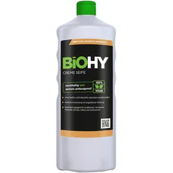 BiOHY Creme Seife (1l Flasche) | Hautschonende, rückfettende und geruchsneutrale Handseife PHOSPHATFREI | Ohne Parfüm und Farbstoffe