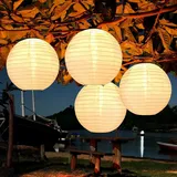 Bawoo Solar Lampions Außen Wetterfest Solar LED Laterne Wasserdicht Warmweiß Hängende Solarbetrieben Gartenlaterne für Garten Terrasse Hof usw (4 Stück 20cm)