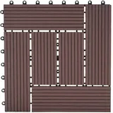 MCW WPC Bodenfliese Sarthe Holzoptik Balkon/Terrasse 11x Je 30x30cm - 1qm Coffee Versetzt