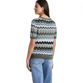 STREET ONE Kurzarm Pullover mit Zick-Zack-Muster Grün 34