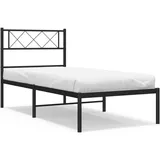 vidaXL Bettgestell mit Kopfteil Metall Schwarz 75x190 cm