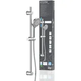 Eisl Stangenbrause-Set Duschkopf mit Schlauch und Halterung, Handbrause mit 8 Funktionen, Duschstange mit Brause, Chrom