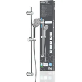Eisl Stangenbrause-Set Duschkopf mit Schlauch und Halterung, Handbrause mit 8 Funktionen, Duschstange mit Brause, Chrom