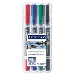 STAEDTLER Lumocolor duo Permanentmarker farbsortiert 0,6 - 1,5 mm, 4 St.