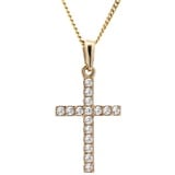 HOPLO Kreuzanhänger Anhänger Kreuz mit Zirkonia mit Kette 1,1 mm 333-8 Karat Gold, Made in Germany 38 cm