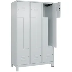 C+P Z-Spind Classic PLUS, Füßen, 6 Abteile, HxBxT 195x120x50cm, Zylinderschloss, Hellgrau/Hellgrau von PROREGAL