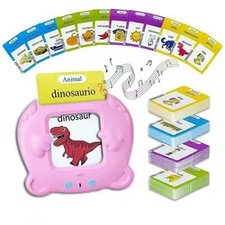 DTC GmbH Lernspielzeug Sprechende Flash Karten Kleinkinder Vorschul Lernmaschine, Flash Karten Lernspielzeug 224 Wörter Englisch für Kinder rosa