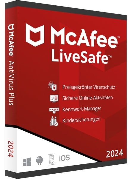 McAfee LiveSafe & VPN 2024 | Windows / Mac / Android & iOS | 1 Gerät | 3 Jahre