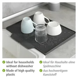 Wenko Abtropfmatte Nelia Maxi Kunststoff 40 cm x 35 cm Grau