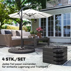 Outsunny Schirmständer 4-tlg. Kunststoff Schwarz
