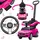 SUN BABY Mercedes C-Class Rutschauto mit Schiebestange und Music ab 1 Jahr, Kinderauto, Babyauto, Pusher rosa