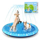 Nobleza Wasserpolster, Hundepool, D140cm/55in Planschbecken für Große & Kleine Hunde, 0.55mm Verdickt Anti-Rutsch Sprinkler Matte Hund Faltbarer Splash Pad für Sommer, Garten, DraußEn