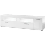 furn.design TV-Lowboard Weiß Hochglanz, Kunststoff, Nachbildung, 180x48x40 cm, Wohnzimmer, Wohnwände, Lowboards, Lowboards stehend