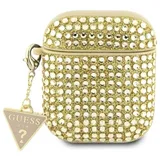 GUESS Rhinestone Triangle Charm Case, Gold – AirPods 1/2