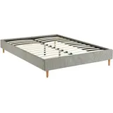 Bett Mit Lattenrost 140 X 190cm Fein Gerippter Cord-bezug - Sweeek