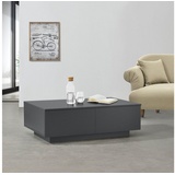 [en.casa]® [en.casa] Couchtisch Kagiso 95x60x31 cm mit 4 Schubladen Matt Dunkelgrau