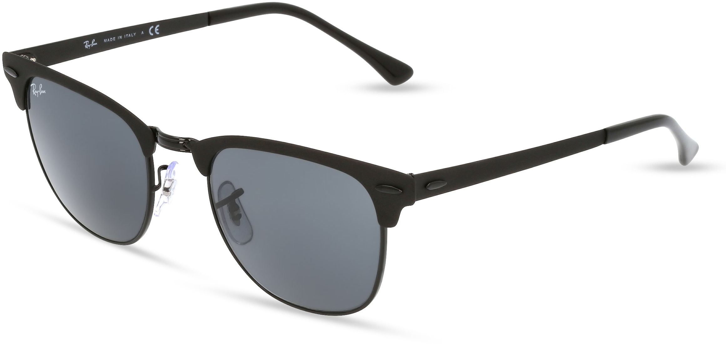 Ray-Ban RB 3716 CLUBMASTER METAL Unisex-Sonnenbrille Vollrand Browline Metall-Gestell, schwarz