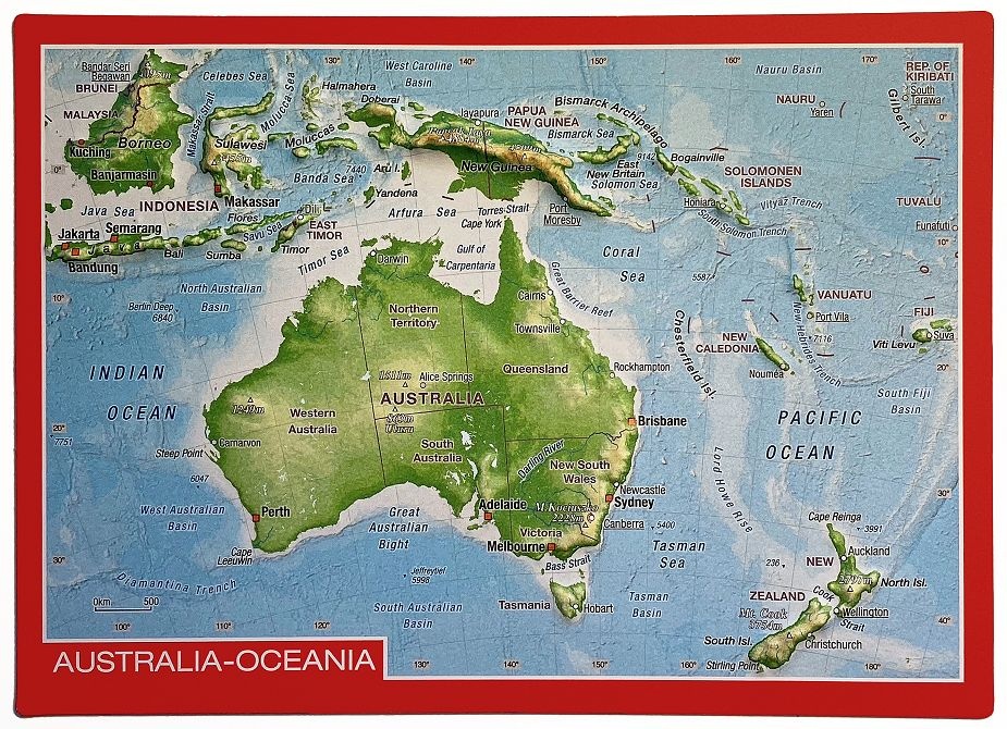 Georelief Reliefpostkarte Australien - bunt