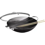 Kuhn Rikon Wok JAMPUR 36 cm Gusseisen mit Glasdeckel INDUKTION
