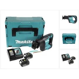 Makita DJR 188 RTJ Akku Reciprosäge 18 V Brushless Säbelsäge im Makpac + 2x 5,0 Ah Akku + Ladegerät