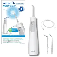 Waterpik Pearl kabellose Munddusche, Testsieger 2026, entfernt 99,9 Prozent des Plaques, Power Akku (9 Wochen Nutzung), 2x effektiver als Zahnseide, wasserdicht, weiß