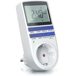 BEARWARE Zeitschaltuhr digital - 2,1 LCD-Display 5,3 cm - 3680W - Digital-Zeitschaltuhr mit 10 konfigurierbaren Programmen - Back-Up Reserve-Akku