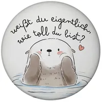 Speecheese Otter Magnet rund rund mit Spruch Weißt du