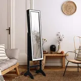 Costway - Freistehender Schmuckschrank Mit Spiegel, Spiegelschrank Mit Verstellbarer Winkel, Glitzernder Rahmen, Standspiegel Schmuckregal Ganzkoerperspiegel Für Alle Arten Von Schmuck Schwarz