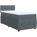 vidaXL Boxspringbett mit Matratze Dunkelgrau 100x200 cm Samt