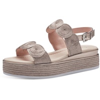 Marco Tozzi Sandalen mit Keilabsatz mit Verstellbarem Riemen Vegan, Metallisch (Rose Metallic), 39 EU