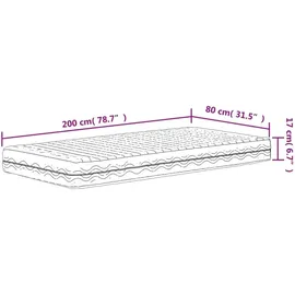 vidaXL Schaumstoffmatratze Weiß 80x200 cm Härtegrad H2 H3