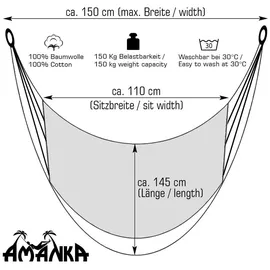 AMANKA Hängesessel bis 150kg - 110x145cm Garten Hängestuhl