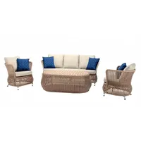 Xlmoebel Gartenlounge-Set Gartenmöbel-Set für draußen in Polyrattan – 4-teiliges Lounge, (4tlg Set(Sofa 3 Sitzer+2x Sessel+Couchtisch), Hergestellt in Europa beige