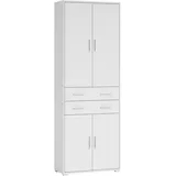 Stella Trading OFFICE LINE Aktenschrank in Weiß - Hoher Büroschrank mit 4 Türen - Modernes Büromöbel Komplettset - 79 x 220 x 35 cm (B/H/T)