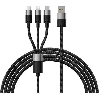 Baseus StarSpeed 3in1 USB cable Series USB-C / Lightning / 3,5A, 1,2m, schwarz