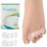 Promifun Zehenspreizer, 1 Paar weiche Gel-Zehenpolster zur Ballenkorrektur, Zehenstretcher zur Linderung von Plantarfasziitis, Krallenzehen, Fußschmerzen bei Männern und Frauen (Klar + L)