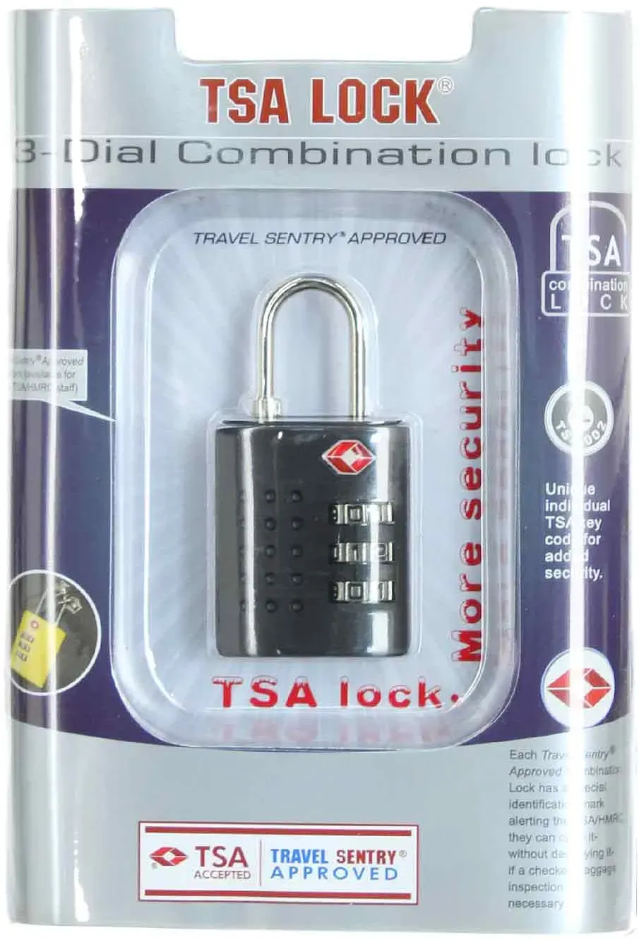 Eurotravel 3-Dial Combination TSA Lock  schwarz