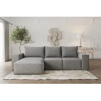 Fun Möbel Ecksofa Sofa mit Schlaffunktion ESTELLE in Stoff Poso Grau Ottomane Links