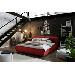 KAWOLA Bett CARLO Polsterbett Stoff rot 160x200cm