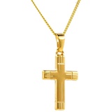 HOPLO Kreuzanhänger Anhänger Kreuz mit massiver Goldkette 1,1 mm 333-8 Karat Gold, Made in Germany 50 cm