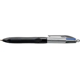 BIC 4-Farben-Kugelschreiber 4 Colours GRIP PRO schwarz/grau, Schreibfarbe: schwarz, blau, rot, grün, 1 St.