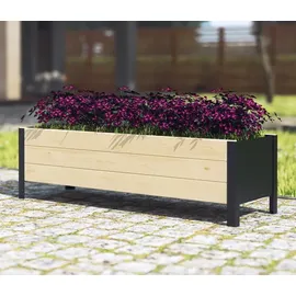 upyard Hochbeet für Garten, Terrasse und Balkon - Blumenkasten mit Innenvlies und wasserdichter Kunststoffeinlage - Pflanzkasten für Innen- und Außenbereich, 118x36x32, Natur