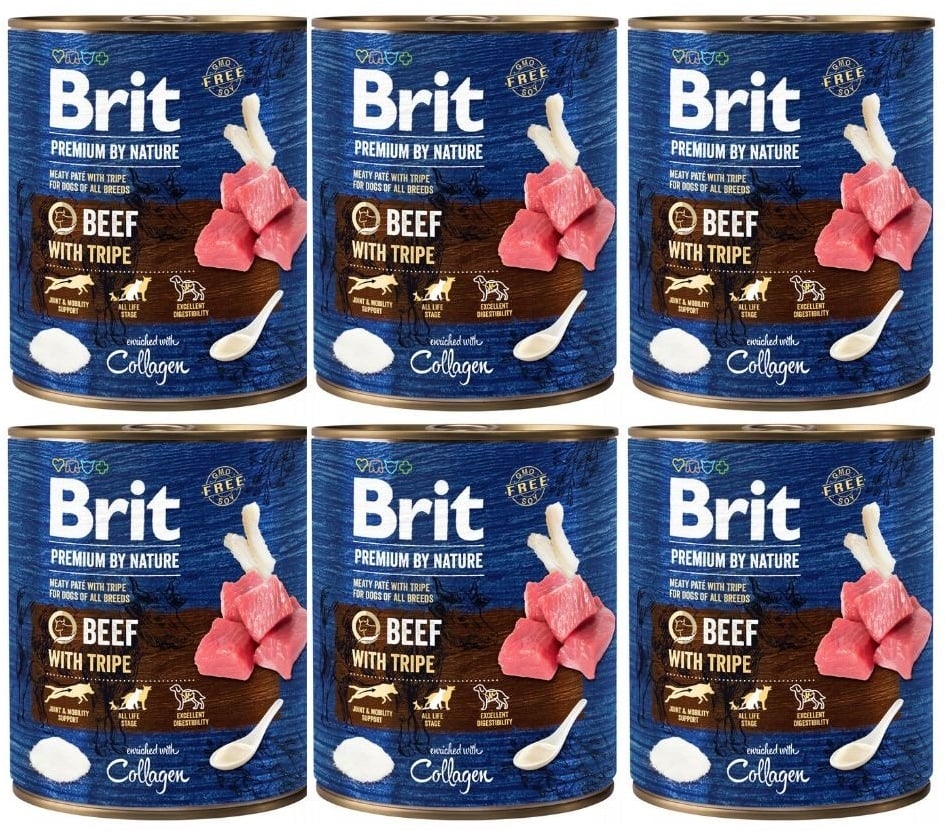 BRIT Premium by Nature 6x800 g Rindfleisch und Innereien für Hunde