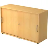 bümö Schiebetürenschrank 2OH - Aktenschrank abschließbar, Sideboard Schrank mit Schiebetüren in Buche - Büroschrank aus Holz mit Schiebetür, Büro Kommode für Ordner & Co.