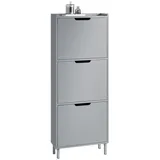 SoBuy Schuhschrank Grau, Metall, 50x129x19 cm, Garderobe, Schuhaufbewahrung, Schuhkipper mit 3 Klappen