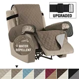 Wasserdichte Sesselbezüge Für Liegesessel, Leder-sesselbezüge, Haustiersicher, Gepolstert Mit Antirutschgurt (verstellbar, Taupe)